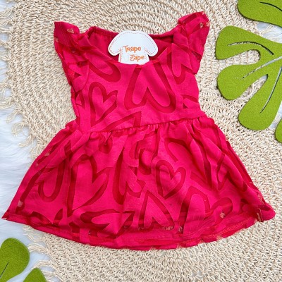 Vestido Corações Transparência - Vermelho